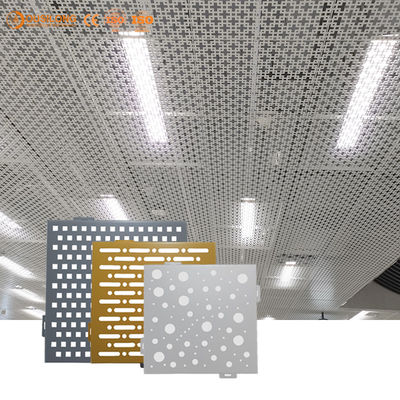 Het binnenlandse opgeschorte metaalplafond paste het artistieke geperforeerde paneel van het aluminiumplafond voor Stadion aan