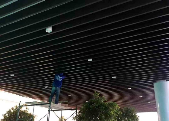 Rol Met een laag bedekt Houten het Schotplafond van het Kleurenaluminium voor Winkelcomplex 12 Jaar Garantie
